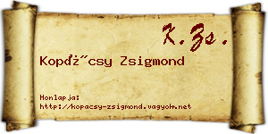 Kopácsy Zsigmond névjegykártya